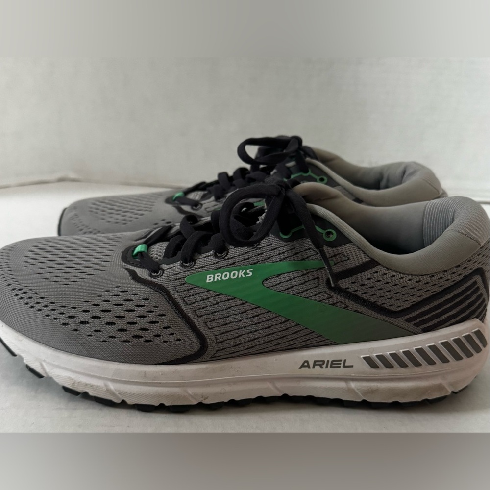 Brooks Gray and Green Athletic Sneakers